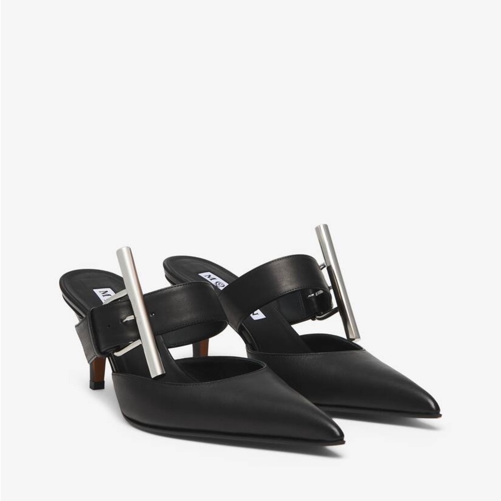 New Alexander McQueen Birdee T-Bar Leather Mules Heels - Picture 6 of 14